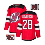 New Jersey Devils #28 Damon Severson Authentic Red Fashion Gold Hockey Jersey