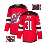 New Jersey Devils #31 Eddie Lack Authentic Red Fashion Gold Hockey Jersey