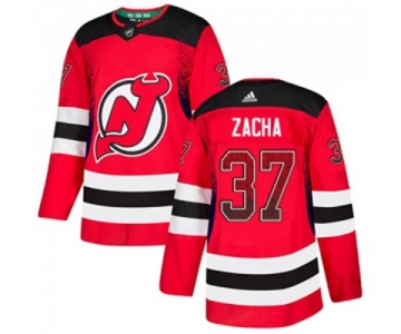 New Jersey Devils #37 Pavel Zacha Authentic Red Drift Fashion Hockey Jersey