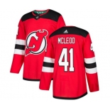 New Jersey Devils #41 Michael McLeod Authentic Red Home Hockey Jersey