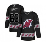 New Jersey Devils #63 Jesper Bratt Authentic Black Team Logo Fashion Hockey Jersey