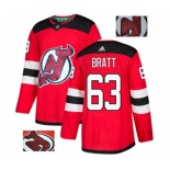 New Jersey Devils #63 Jesper Bratt Authentic Red Fashion Gold Hockey Jersey