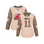 Women Adidas New Jersey Devils #11 Brian Boyle Camo Authentic 2017 Veterans Day Stitched NHL Jersey