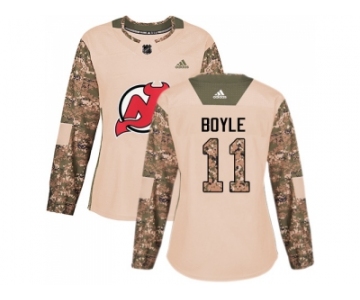 Women Adidas New Jersey Devils #11 Brian Boyle Camo Authentic 2017 Veterans Day Stitched NHL Jersey