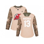 Women Adidas New Jersey Devils #13 Nico Hischier Camo Authentic 2017 Veterans Day Stitched NHL Jersey