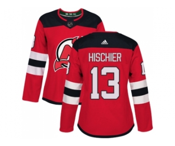 Women Adidas New Jersey Devils #13 Nico Hischier Red Home Authentic Stitched NHL Jersey