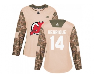 Women Adidas New Jersey Devils #14 Adam Henrique Camo Authentic 2017 Veterans Day Stitched NHL Jersey