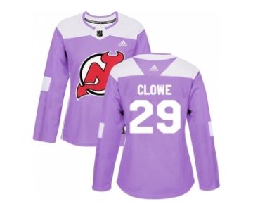 Women Adidas New Jersey Devils #29 Ryane Clowe Purple Authentic Fights Cancer Stitched NHL Jersey