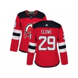 Women Adidas New Jersey Devils #29 Ryane Clowe Red Home Authentic Stitched NHL Jersey