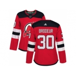 Women Adidas New Jersey Devils #30 Martin Brodeur Red Home Authentic Stitched NHL Jersey