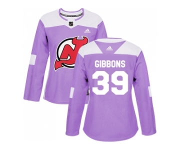 Women Adidas New Jersey Devils #39 Brian Gibbons Purple Authentic Fights Cancer Stitched NHL Jersey