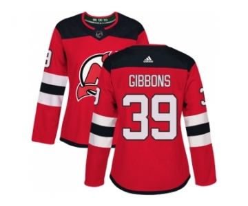 Women Adidas New Jersey Devils #39 Brian Gibbons Red Home Authentic Stitched NHL Jersey