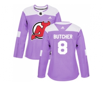 Women Adidas New Jersey Devils #8 Will Butcher Purple Authentic Fights Cancer Stitched NHL Jersey