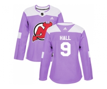 Women Adidas New Jersey Devils #9 Taylor Hall Purple Authentic Fights Cancer Stitched NHL Jersey