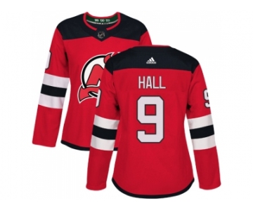 Women Adidas New Jersey Devils #9 Taylor Hall Red Home Authentic Stitched NHL Jersey