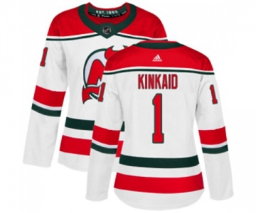 Women New Jersey Devils #1 Keith Kinkaid Authentic White Alternate Hockey Jersey