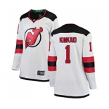 Women New Jersey Devils #1 Keith Kinkaid Fanatics Branded White Away Breakaway Hockey Jersey