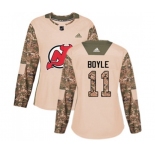 Women New Jersey Devils #11 Brian Boyle Authentic Camo Veterans Day Practice Hockey Jersey