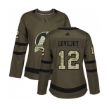 Women New Jersey Devils #12 Ben Lovejoy Authentic Green Salute to Service Hockey Jersey