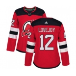 Women New Jersey Devils #12 Ben Lovejoy Authentic Red Home Hockey Jersey