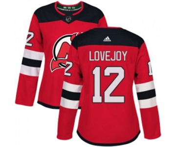 Women New Jersey Devils #12 Ben Lovejoy Authentic Red Home Hockey Jersey