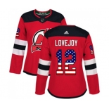 Women New Jersey Devils #12 Ben Lovejoy Authentic Red USA Flag Fashion Hockey Jersey