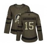 Women New Jersey Devils #15 Jamie Langenbrunner Authentic Green Salute to Service Hockey Jersey