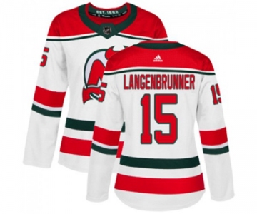 Women New Jersey Devils #15 Jamie Langenbrunner Authentic White Alternate Hockey Jersey