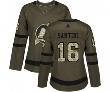 Women New Jersey Devils #16 Steve Santini Authentic Green Salute to Service Hockey Jersey