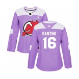 Women New Jersey Devils #16 Steve Santini Authentic Purple Fights Cancer Practice Hockey Jersey