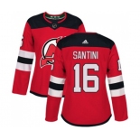 Women New Jersey Devils #16 Steve Santini Authentic Red Home Hockey Jersey