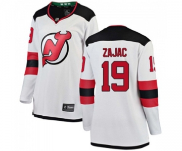 Women New Jersey Devils #19 Travis Zajac Fanatics Branded White Away Breakaway Hockey Jersey