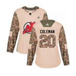 Women New Jersey Devils #20 Blake Coleman Authentic Camo Veterans Day Practice Hockey Jersey