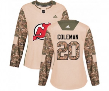 Women New Jersey Devils #20 Blake Coleman Authentic Camo Veterans Day Practice Hockey Jersey