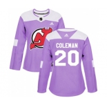 Women New Jersey Devils #20 Blake Coleman Authentic Purple Fights Cancer Practice Hockey Jersey