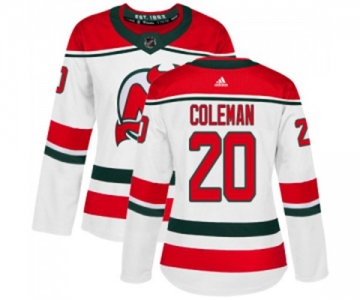 Women New Jersey Devils #20 Blake Coleman Authentic White Alternate Hockey Jersey