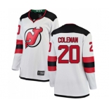 Women New Jersey Devils #20 Blake Coleman Fanatics Branded White Away Breakaway Hockey Jersey