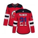 Women New Jersey Devils #21 Kyle Palmieri Authentic Red USA Flag Fashion Hockey Jersey