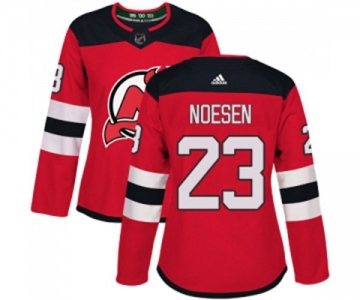 Women New Jersey Devils #23 Stefan Noesen Authentic Red Home Hockey Jersey