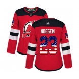 Women New Jersey Devils #23 Stefan Noesen Authentic Red USA Flag Fashion Hockey Jersey