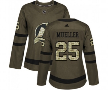 Women New Jersey Devils #25 Mirco Mueller Authentic Green Salute to Service Hockey Jersey