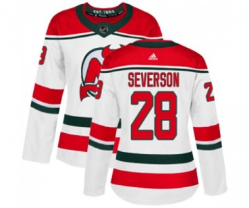 Women New Jersey Devils #28 Damon Severson Authentic White Alternate Hockey Jersey