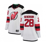 Women New Jersey Devils #28 Damon Severson Fanatics Branded White Away Breakaway Hockey Jersey