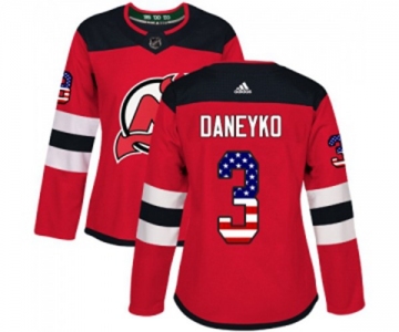 Women New Jersey Devils #3 Ken Daneyko Authentic Red USA Flag Fashion Hockey Jersey