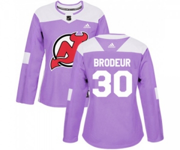Women New Jersey Devils #30 Martin Brodeur Authentic Purple Fights Cancer Practice Hockey Jersey