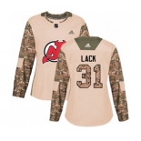 Women New Jersey Devils #31 Eddie Lack Authentic Camo Veterans Day Practice Hockey Jersey