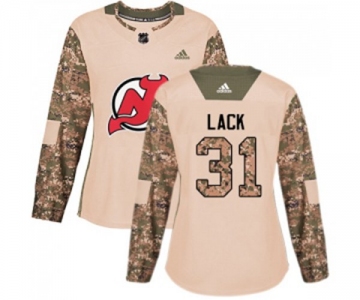 Women New Jersey Devils #31 Eddie Lack Authentic Camo Veterans Day Practice Hockey Jersey