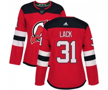 Women New Jersey Devils #31 Eddie Lack Authentic Red Home Hockey Jersey