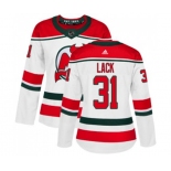 Women New Jersey Devils #31 Eddie Lack Authentic White Alternate Hockey Jersey