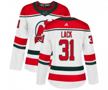 Women New Jersey Devils #31 Eddie Lack Authentic White Alternate Hockey Jersey